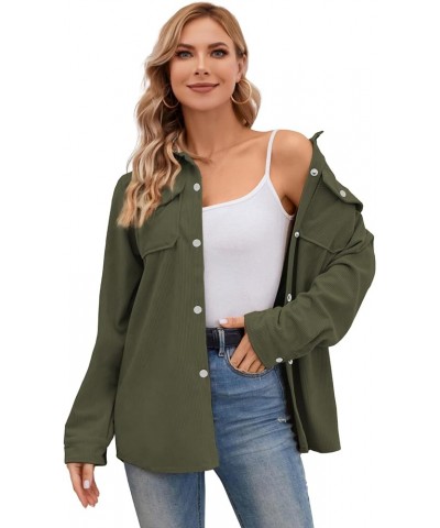 Girls Womens Flannel Shirt Long Sleeve Button Down Plaid Shirt Jacket, 3 Months - US 2XL Women Corduroy Green $8.54 Others