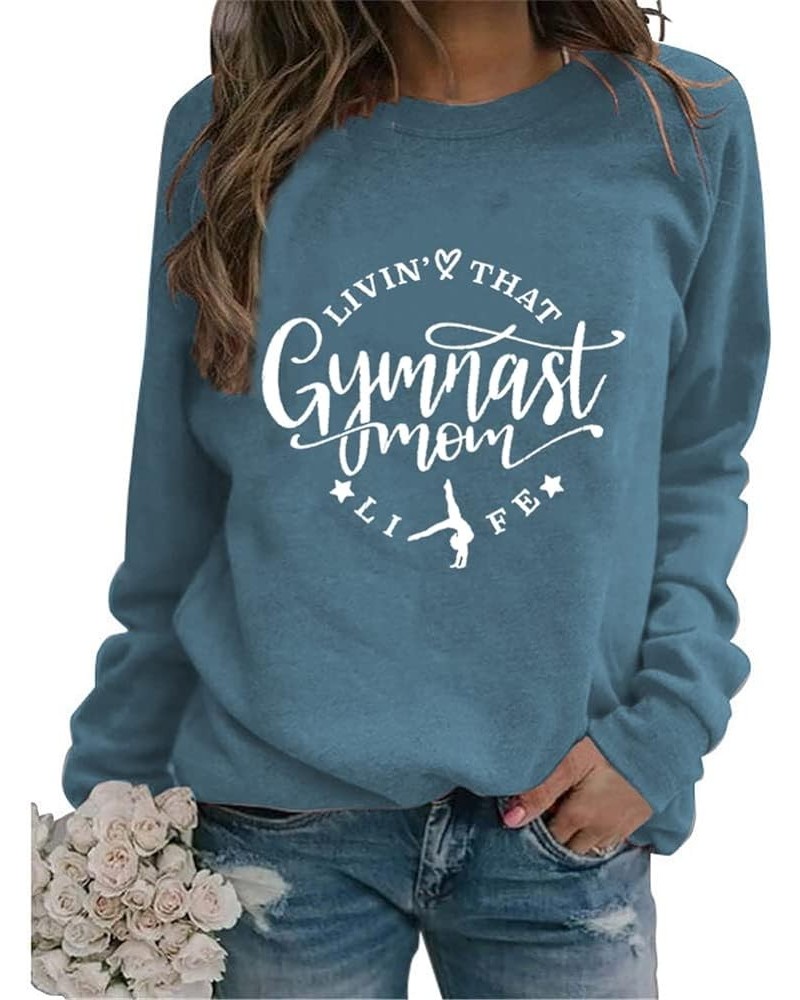 Gymnastics Mom Sweatshirts for Women Casual Long Sleeve Pullover Sport Mom Shirt Dance Lovers Gifts 03 Blue $12.10 Hoodies & ...