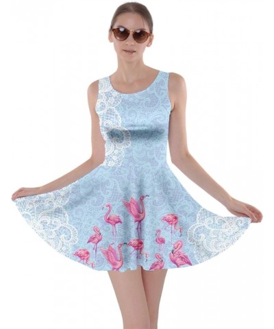 Womens Tyrannosaurus Triceratops Rex Dinosaur World Skater Dress, XS-5XL Sky Blue $16.42 Dresses