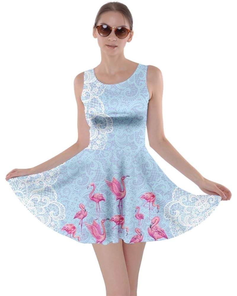 Womens Tyrannosaurus Triceratops Rex Dinosaur World Skater Dress, XS-5XL Sky Blue $16.42 Dresses