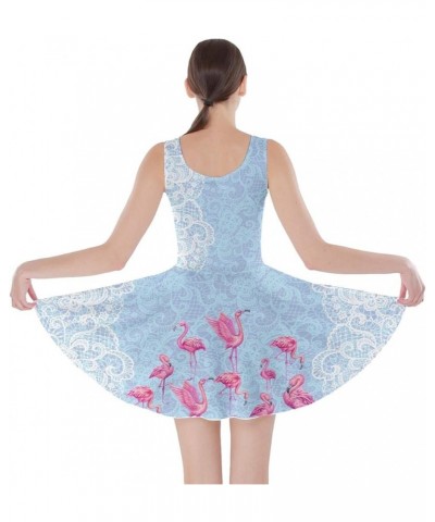 Womens Tyrannosaurus Triceratops Rex Dinosaur World Skater Dress, XS-5XL Sky Blue $16.42 Dresses