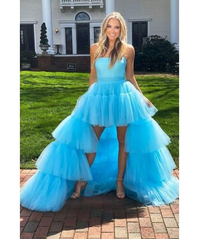 High Low Tulle Prom Dress for Women Long Tiered Ruffled Ball Gown Formal Party Dress Evening Gowns Hot Pink $40.03 Dresses