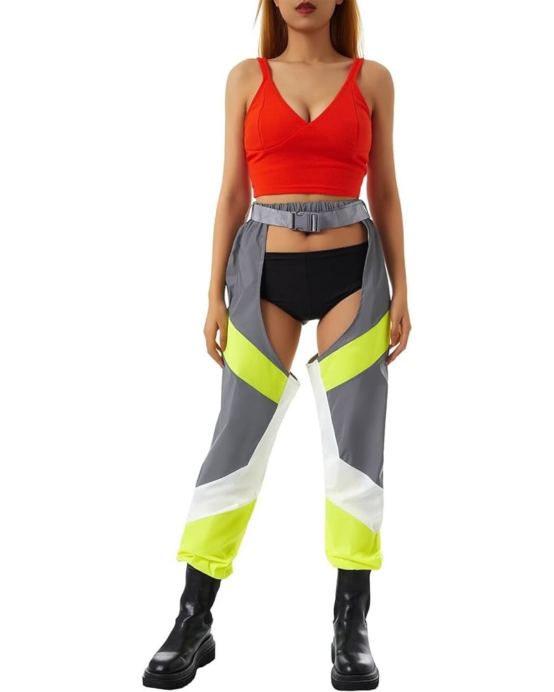 Women Buckle Bottomless Pants Sexy High Waist Chaps Hollow Out Cargo Crotch Pants See Through Rave Leggings Harem Trousers A ...