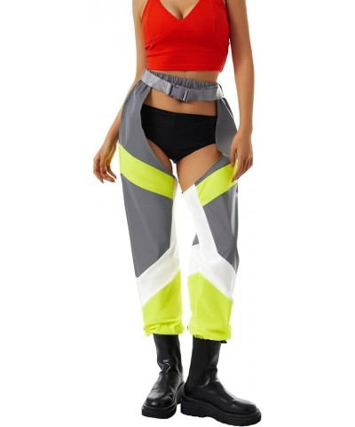 Women Buckle Bottomless Pants Sexy High Waist Chaps Hollow Out Cargo Crotch Pants See Through Rave Leggings Harem Trousers A ...