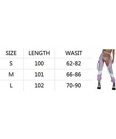 Women Buckle Bottomless Pants Sexy High Waist Chaps Hollow Out Cargo Crotch Pants See Through Rave Leggings Harem Trousers A ...