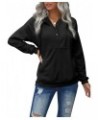 Womens Casual Button Neck Long Sleeve Hoodie Pullover Top Solid Color Drawstring Hooded Sweatshirt Black $23.39 Hoodies & Swe...