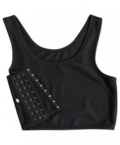 Chest Binder Tank Top for Women Transgender Tomboy Lesbian 3 Rows Clasp FTM Transsexual Breast Binders Tube Bandeau Black $4....