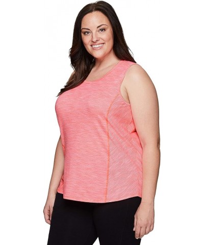 Active Women's Plus Size Sleeveless Relaxed Fashion Workout Yoga Tank Top Striated Coral Pink $11.25 Activewear