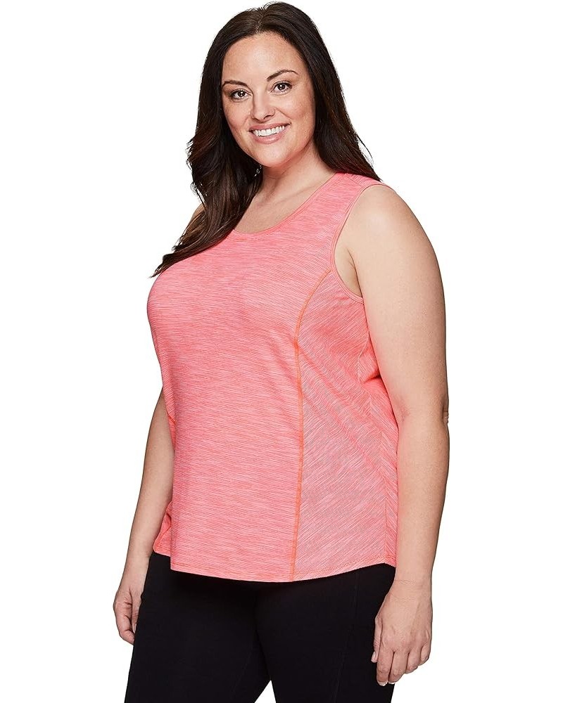 Active Women's Plus Size Sleeveless Relaxed Fashion Workout Yoga Tank Top Striated Coral Pink $11.25 Activewear