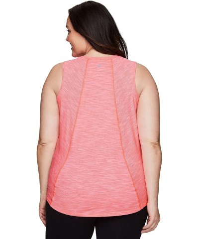 Active Women's Plus Size Sleeveless Relaxed Fashion Workout Yoga Tank Top Striated Coral Pink $11.25 Activewear