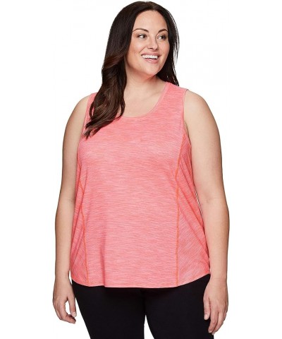 Active Women's Plus Size Sleeveless Relaxed Fashion Workout Yoga Tank Top Striated Coral Pink $11.25 Activewear