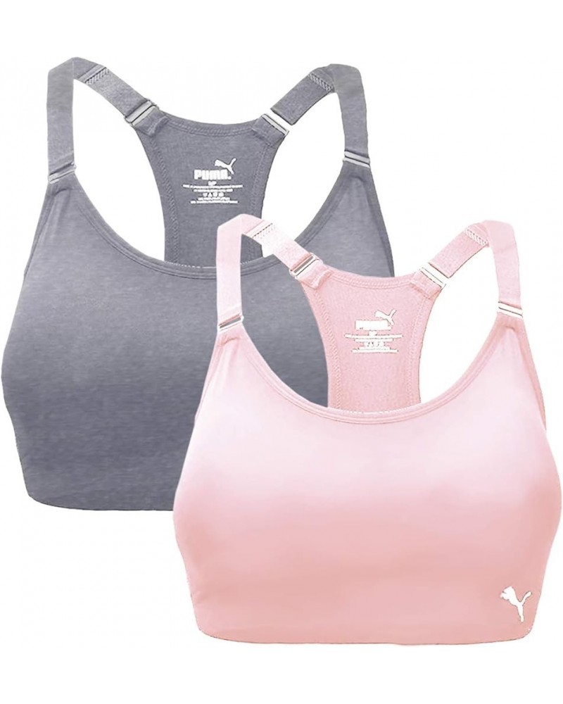 Women's Seamless Sports Bra with Removable Cups Light Pastel Pink/Grey $18.89 Lingerie