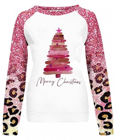 Women Christmas Sweatshirt Graphic Long Sleeve Shirts Pullover Crewneck Cute Sweater 2023 Funny Holiday Clothes J01-pink $10....