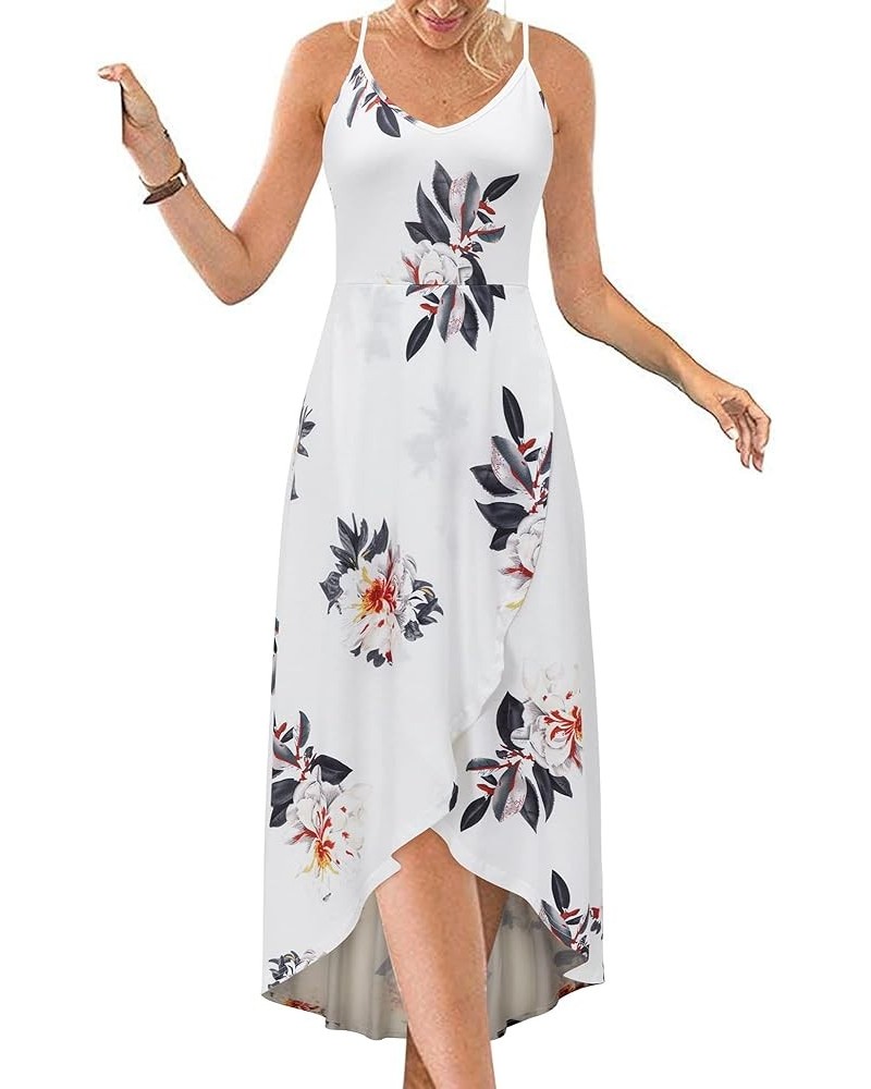 Women's V Neck Sleeveless Casual Summer Sundresses Asymmetrical Patchwork Floral Maxi Dresses Floral-11 $15.91 Dresses