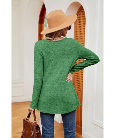 Womens Puff Long Sleeve T Shirts Square Neck Loose Soft Casual Tops Fall Fashion Tees Plain Comfy Winter T-Shirt A0012-green ...