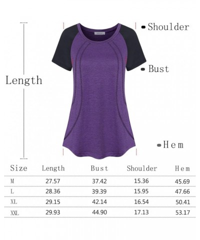 Womens Workout Shirts Fashion Casual Raglan Short Sleeve Yoga Gym Athletic Tops A Blue $10.50 Tops