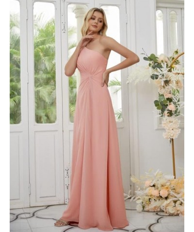 One Shoulder Bridesmaid Dresses for Women A Line High Slit Pleated Flowy Chiffon Formal Evening Gown Taupe $22.50 Dresses