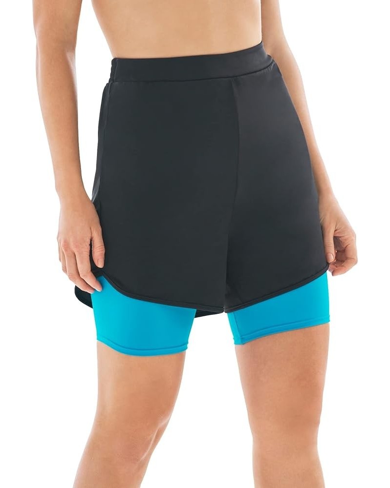 Women's Plus Size Colorblock Swim Boardshort Black Blue Sea $24.15 Swimsuits