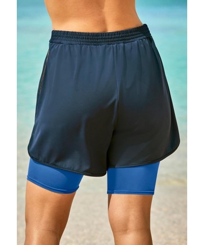 Women's Plus Size Colorblock Swim Boardshort Black Blue Sea $24.15 Swimsuits