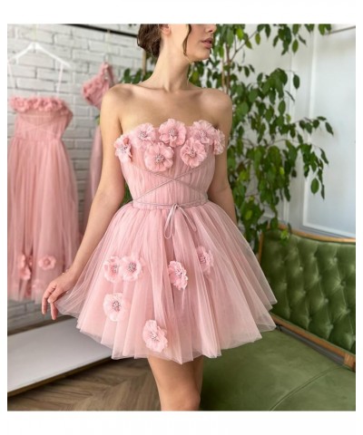 Strapless Tulle Short Homecoming Dresses for Teens Flowers A Line Cocktail Party Gowns Royal Blue $40.49 Dresses