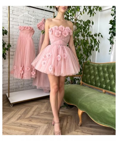 Strapless Tulle Short Homecoming Dresses for Teens Flowers A Line Cocktail Party Gowns Royal Blue $40.49 Dresses