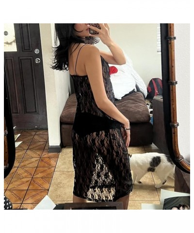 Women Sexy See Through Sheer Mesh Maxi Dress Y2k Bodycon Bikini Cover Up Beach Long Dress Hem Split Summer Swimwear Black-g $...