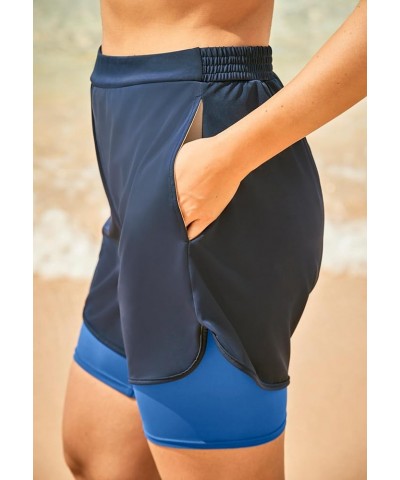 Women's Plus Size Colorblock Swim Boardshort Black Blue Sea $24.15 Swimsuits