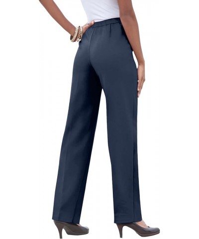 Women's Plus Size Classic Bend Over Pant Elastic Waist Pull On Dress Slacks Tall Navy $24.06 Pants