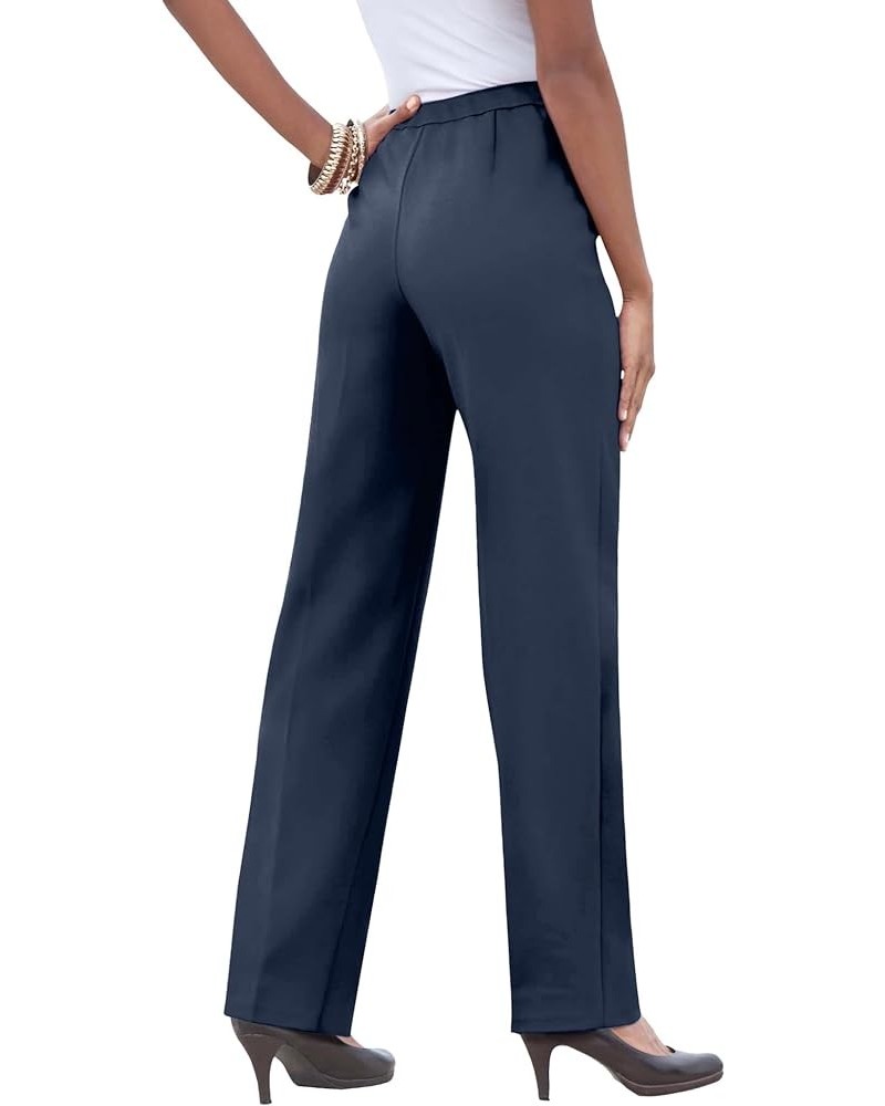 Women's Plus Size Classic Bend Over Pant Elastic Waist Pull On Dress Slacks Tall Navy $24.06 Pants