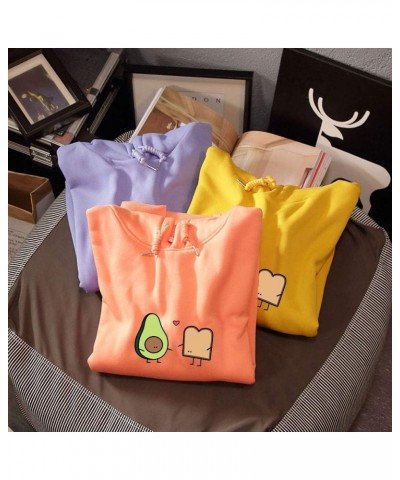 Cute Avocado Vegan Bread Cartoon Hoodies for Women Purple $12.76 Hoodies & Sweatshirts