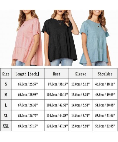 Womens Short Sleeve Casual Loose Blouse High Low Hem Ruffle Peplum T Shirt Tops Dark Green $13.91 Blouses