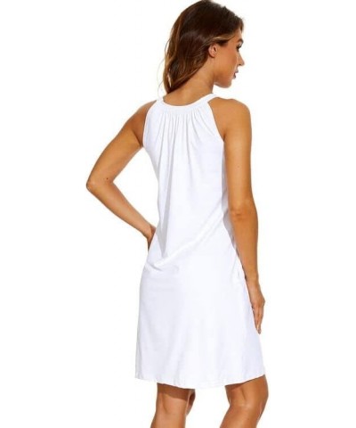 Casual Summer Dresses for Women Halter Neck Dress Sleeveless Swing Cover Up Comfy Short Dress Beach Sundress Stretch White $7...