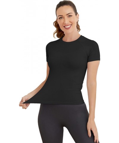 Short Sleeve Workout Tops for Women, Seamless Workout Shirts for Women, Yoga Athletic Shirts Soft Gym Tops Black $13.57 Activ...