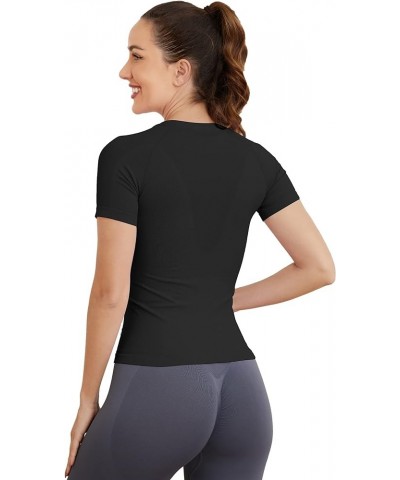 Short Sleeve Workout Tops for Women, Seamless Workout Shirts for Women, Yoga Athletic Shirts Soft Gym Tops Black $13.57 Activ...