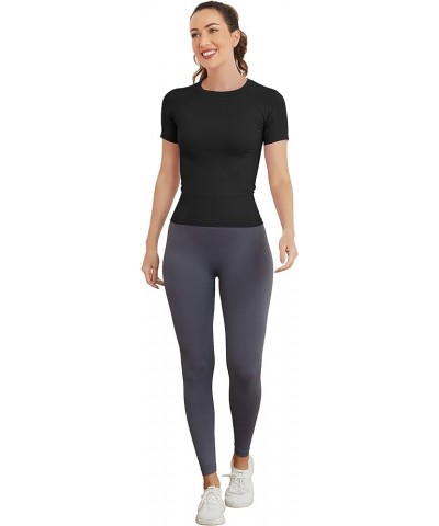 Short Sleeve Workout Tops for Women, Seamless Workout Shirts for Women, Yoga Athletic Shirts Soft Gym Tops Black $13.57 Activ...