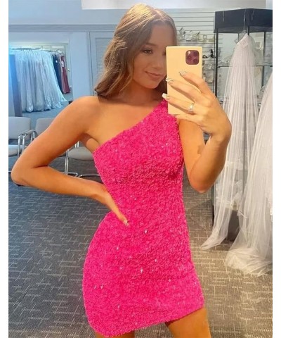 One Shoulder Homecoming Dresses Sequin Short Tight for Teens Sleeveless Bodycon Mini Prom Cocktail Dresses 01-peacock $18.45 ...