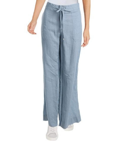 LAUREN RALPH LAUREN Womens Jovonie Linen Wide Leg Casual Pants Blue 10 $33.21 Pants