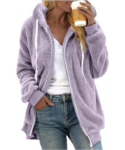 Women 2023 Fuzzy Fleece Winter Coats Zipper Thicken Hoodies Jacket Sherpa Lined Parka Cardigan Sweater Outwear Fksnv1-a1352-e...