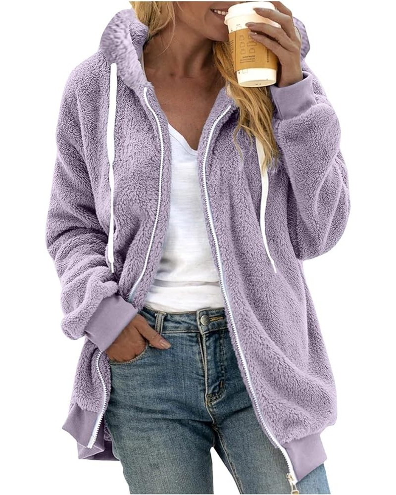 Women 2023 Fuzzy Fleece Winter Coats Zipper Thicken Hoodies Jacket Sherpa Lined Parka Cardigan Sweater Outwear Fksnv1-a1352-e...