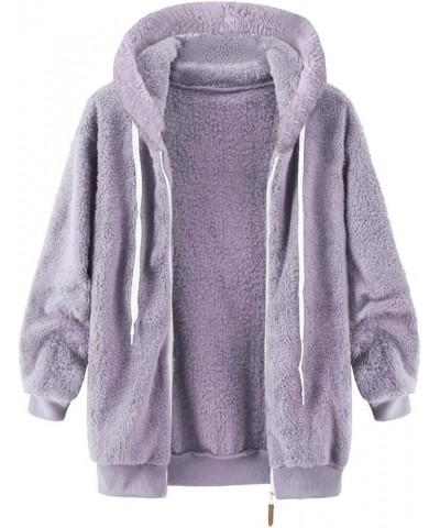 Women 2023 Fuzzy Fleece Winter Coats Zipper Thicken Hoodies Jacket Sherpa Lined Parka Cardigan Sweater Outwear Fksnv1-a1352-e...