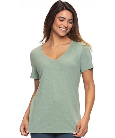 Women's Short Sleeve V-Neck Slub Jersey T-Shirt Lily Pad $8.40 T-Shirts