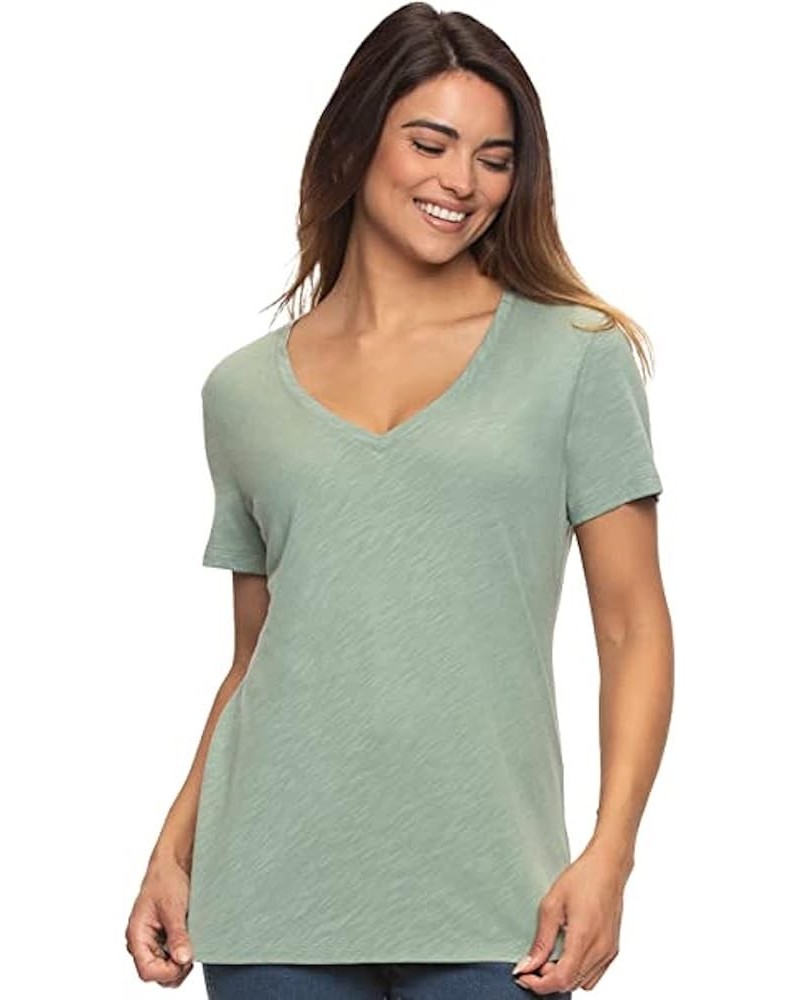 Women's Short Sleeve V-Neck Slub Jersey T-Shirt Lily Pad $8.40 T-Shirts