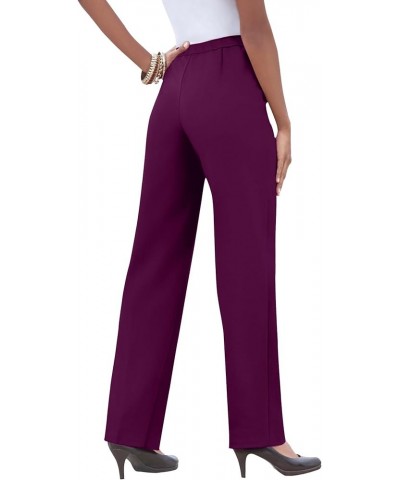 Women's Plus Size Classic Bend Over Pant Elastic Waist Pull On Dress Slacks Tall Dark Berry $24.06 Pants