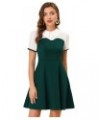 Contrast Doll Collar Dress for Women's Short Sleeve Contrast Vintage Dresses Green $21.76 Dresses