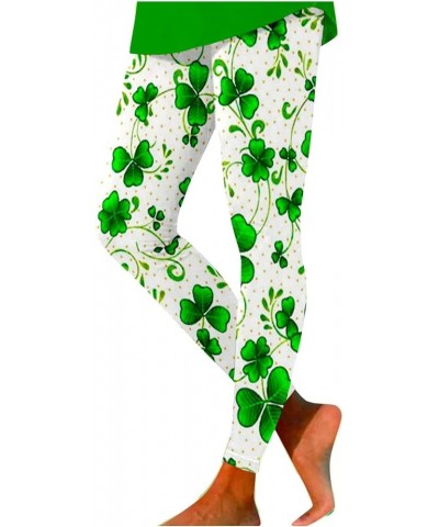 St.Patricks Day High Waist Tummy Control Leggings Irish Shamrock Graphic Festival Costumes Womens Yoga Pants P-green $7.55 Le...