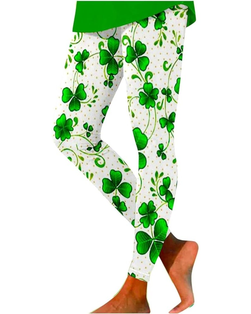 St.Patricks Day High Waist Tummy Control Leggings Irish Shamrock Graphic Festival Costumes Womens Yoga Pants P-green $7.55 Le...