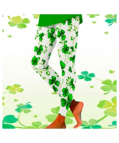 St.Patricks Day High Waist Tummy Control Leggings Irish Shamrock Graphic Festival Costumes Womens Yoga Pants P-green $7.55 Le...