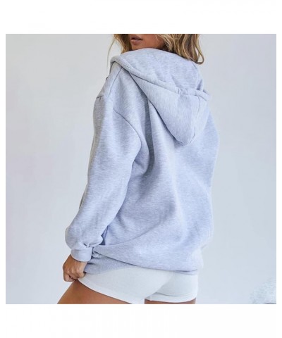 Womens Winter Fuzzy Fleece Jacket Sweatshirt Casual Drawstring Clothing Zipper Track Jacket Solid Color Hooded Grey-c $10.91 ...