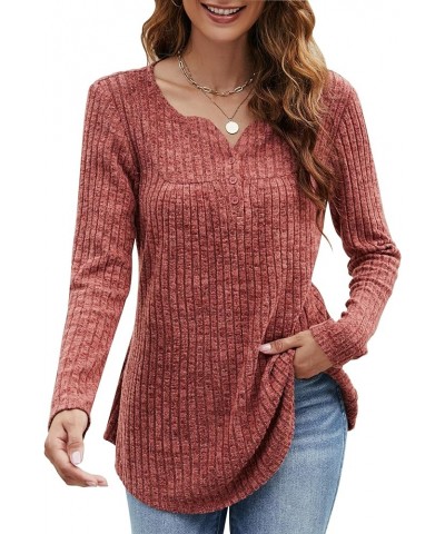 Women's Tunic Tops Fall Casual Long Puff Sleeve Shirts V Neck Plus Size Blouse Lightweight Sweaters Invisible Stripe Orange R...