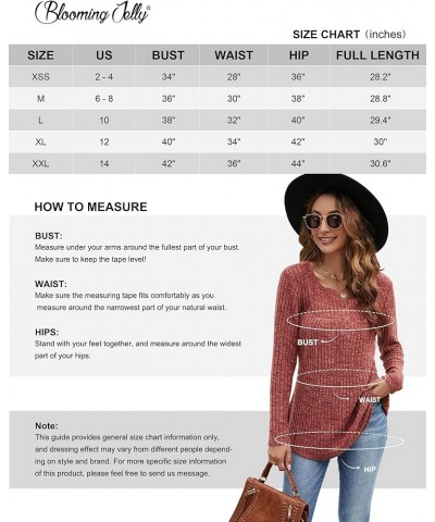 Women's Tunic Tops Fall Casual Long Puff Sleeve Shirts V Neck Plus Size Blouse Lightweight Sweaters Invisible Stripe Orange R...